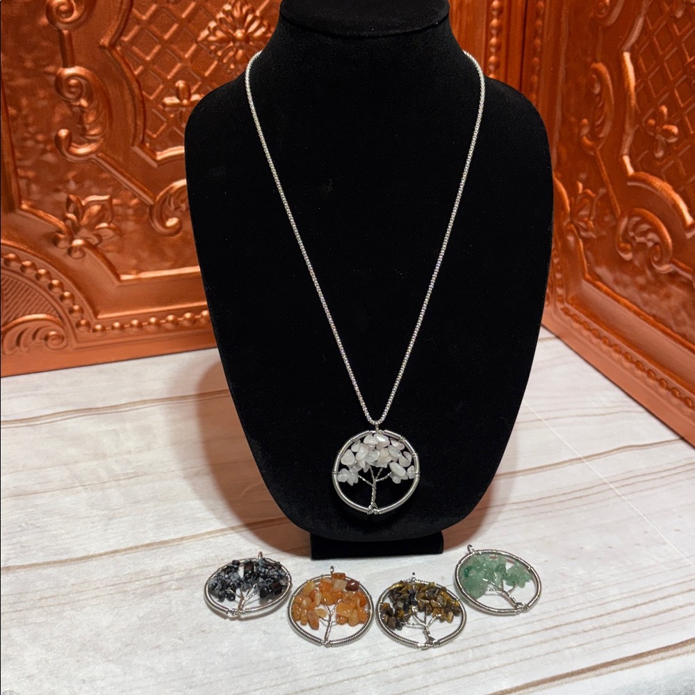 JTV Multicolor Gemstone Tree Pendant Set